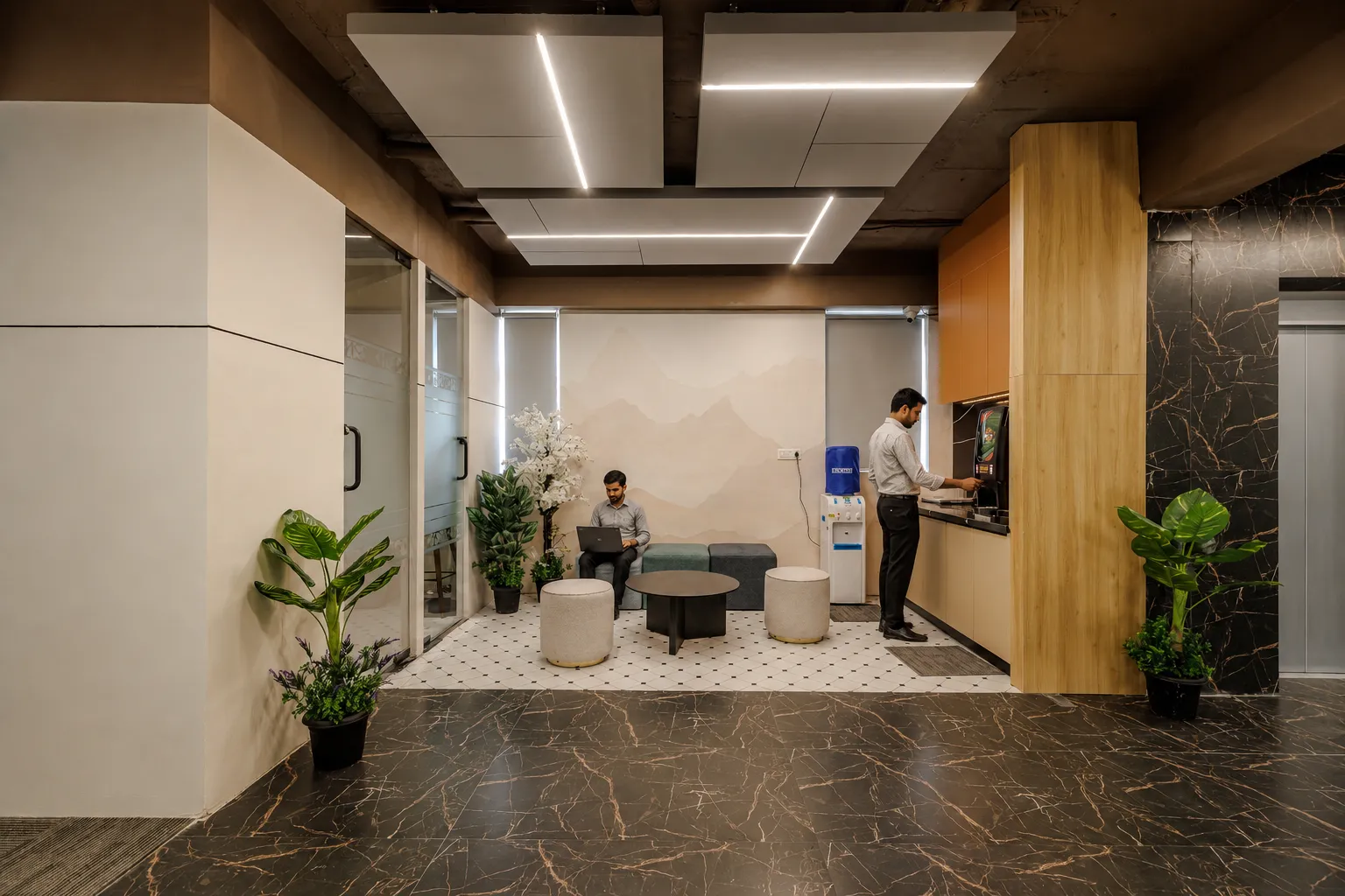 Team discussing in a managed office